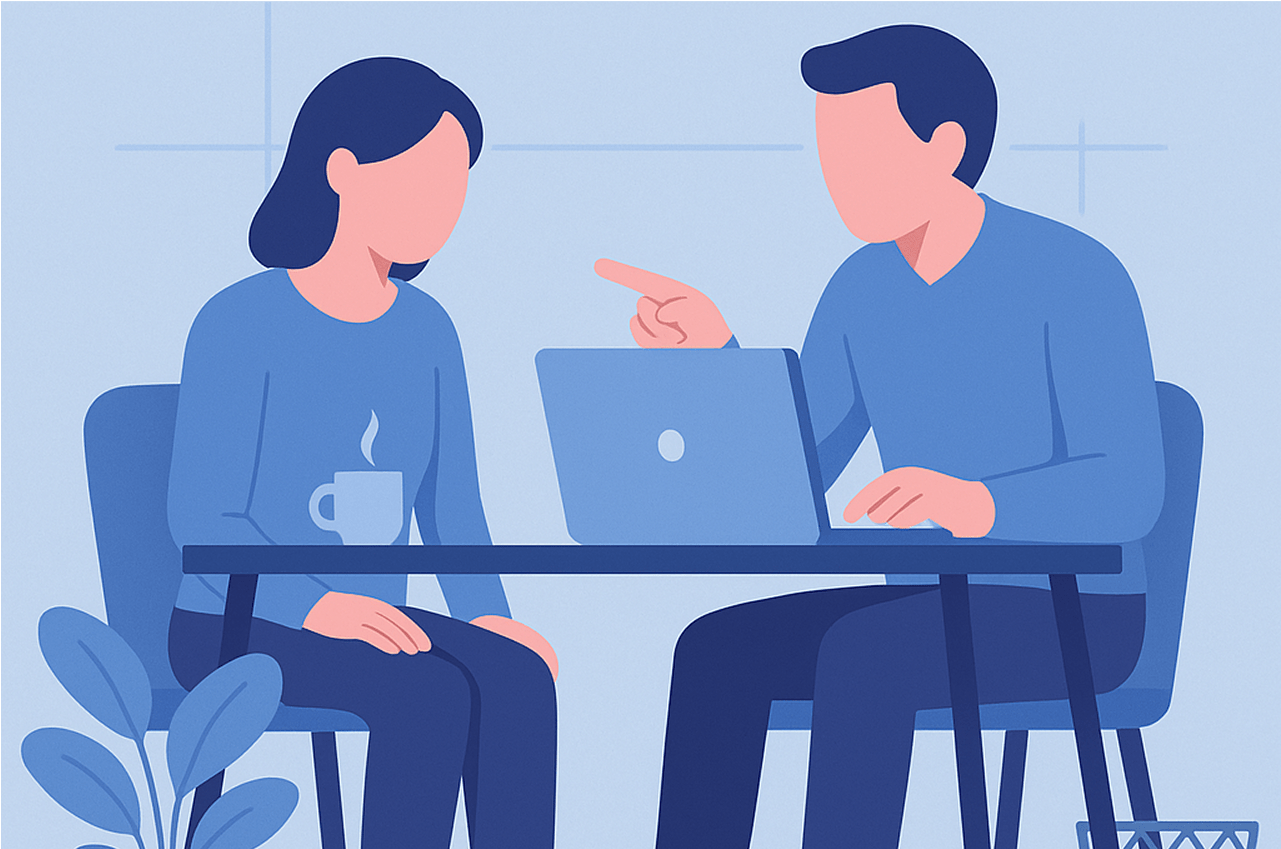 Online Marketing Agentur Beratungsgespräch mit Kunden am Laptop - professionelle Strategieentwicklung